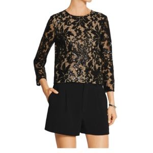 Diane Von Furstenberg Sequin & Lace Blouse